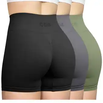 Walmart OQQ Women's 3 Piece Workout Seamless High Waist Butt Liftings Exercise Athletic Shorts offer
