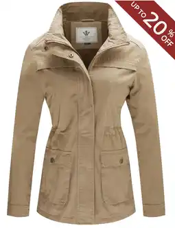 Walmart WenVen Women's Spring Cotton Anorak Jacket Canvas Long Sleeve Utility Coat Khaki M offer
