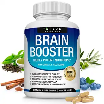 Walmart Toplux Brain Booster Nootropic Supplement Support Memory, Focus & Clarity DMAE For Mind 60 Capsules offer