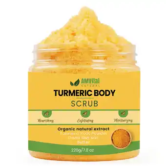 Walmart AMVital Turmeric Body Scrub - Acne, Dark Spots, Smooth Skin, Face Exfoliate Natural Handmade Scrub offer
