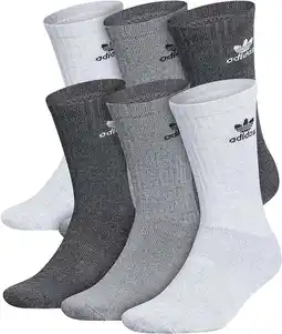 Walmart Adidas Originals Trefoil (6-Pair) Crew Sock, Color Grey/Onix Grey/Black offer