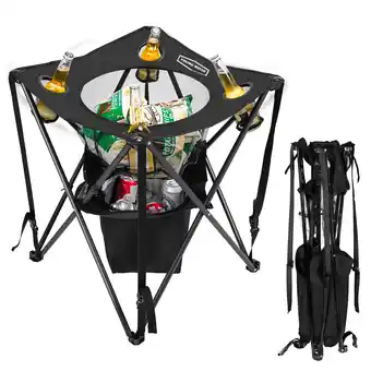 Walmart Young wood Foldable Party Table with Temperature Control Bag and Cup Holder, Big Snack Holder, Khaki offer