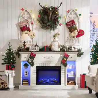 Walmart SinCiDo 70 Farmhouse TV Stand with 4 Glass Barn Door, White offer