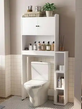 Walmart Over The Toilets Storage Cabinets Space Saver Toilet Bathroom Cabinet with Adjustable Feet Pad,white offer