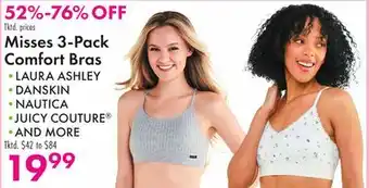 Boscov's Misses 3-Pack Comfort Bras offer