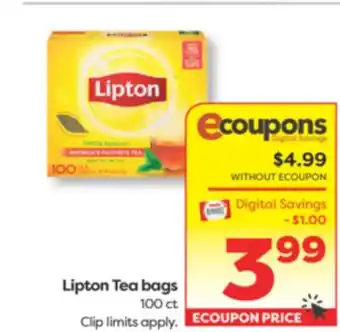 Weis Markets Lipton Tea bags offer