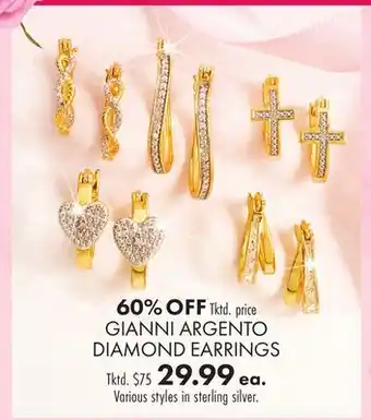 Boscov's GIANNI ARGENTO DIAMOND EARRINGS offer