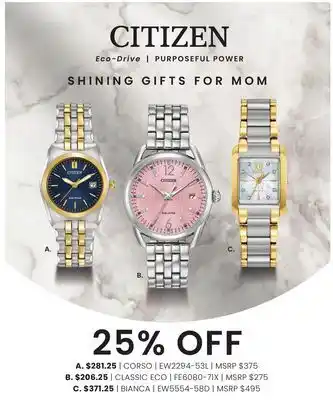 Boscov's Citizen SHINING GIFTS FOR MOM offer
