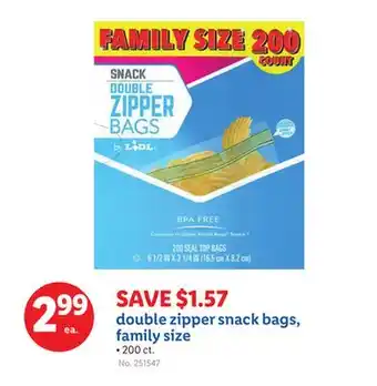 Lidl double zipper snack bags, family size offer