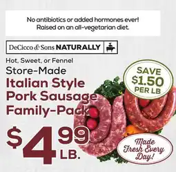 DeCicco & Sons Italian Style Pork Sausage Family-Pack offer
