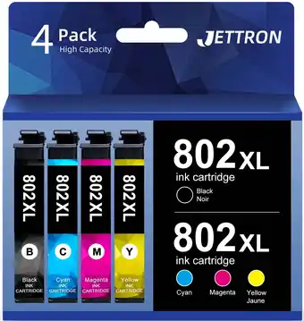 Walmart 802 XL Ink Cartridge for Epson 802XL Ink for Workforce Pro WF-4734 WF-4740 WF-4730 Printer (4 Pack) offer