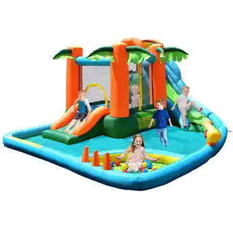 Walmart Costway Inflatable Bounce House Kids Water Splash Pool Dual Slide Jumping Castle w/ Bag offer