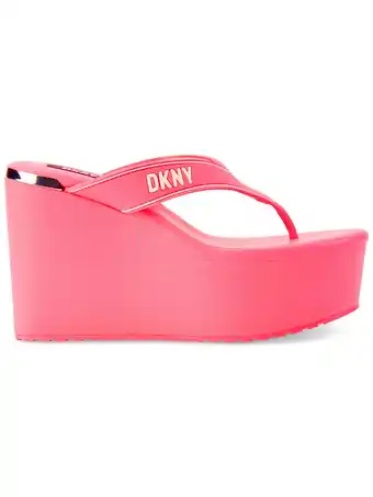 Walmart DKNY Womens Pink 2 Platform Comfort Logo Trina Round Toe Wedge Slip On Thong Sandals Shoes 10 offer