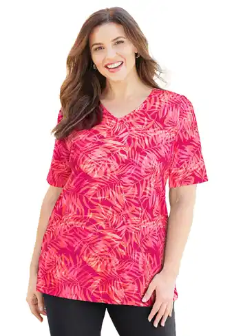 Walmart Catherines Women's Plus Size Suprema Short Sleeve V-Neck Tee offer