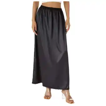 Walmart Uuwenda Women Skirts Half Soft Satin Half Lace Long Underskirt Half For Under Dresses Black 2Xl offer