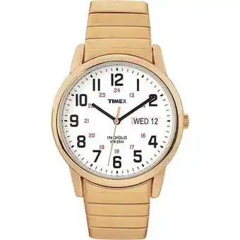 Walmart Timex Men's Easy Reader Day-Date Gold/White 35mm Casual Watch, Extra-Long Expansion Band offer