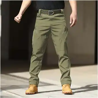 Walmart DAETIROS Mens Outdoor Pants, Baggy Casual Cargo Relaxed Fit Mens Pants with Pockets Army Green offer