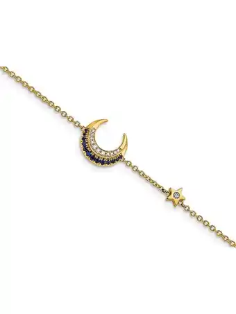 Walmart 14K Yellow Gold Moon and Star Blue Sapphire Bracelet (7 inches) offer