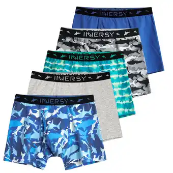 Walmart INNERSY Boys Underwear Stretchy Cotton Soft Boxer Briefs for 6-18 Teen Boys 5 Pack (L, Sea Shark) offer