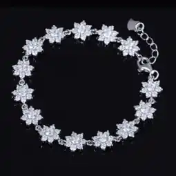 Walmart 14K White Gold Genuine Crystal Flower Bracelet offer