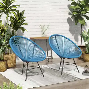 Walmart Corvus Sarcelles Acapulco Modern Wicker Bistro Chairs(Set of 2) Blue offer