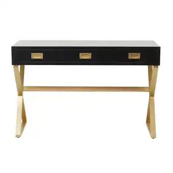 Walmart DecMode 47 x 30 Black Wood 3 Drawers Desk with Outlet, 1-Piece offer