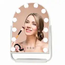 Walmart FUNTOUCH Arched Hollywood Vanity Makeup Mirror with Lights 12 Dimmable Bulbs White offer