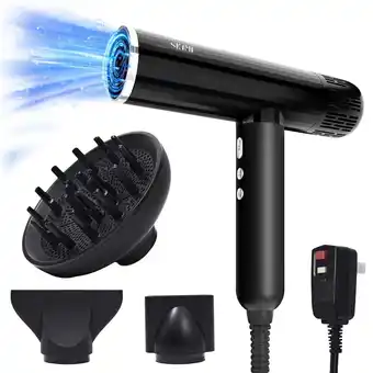 Walmart SKIMI Ionic Hair Dryer, Black Blow Dryer, 110000RPM High Speed Brushless Motor, Lightweight, 1600W offer