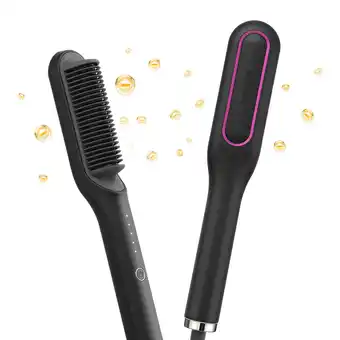 Walmart Goolioo Hair Straightener Brush, Ionic Hair Straightening Comb, Anti-Scald, Ceramic Coating, Black offer