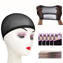 Walmart Creamily 10 Pack Wig Caps Elastic Stocking Wig Cap Black Hair Nets offer