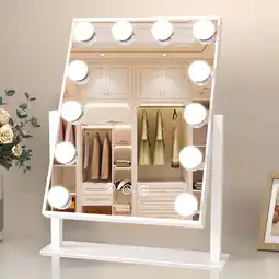 Walmart FUNTOUCH Hollywood Lighted Beauty Vanity Makeup Mirror with 12 Dimmable Bulbs & 3 Color Modes offer