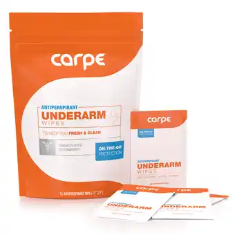 Walmart Carpe Antiperspirant Underarm Wipes, Sweat Blocking Wipes for On the Go and Travel, 15 Wipes offer