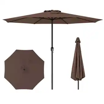 Walmart Costway 12 FT Patio Umbrella Outdoor Market Umbrella with Crank Handle 8 Sturdy Ribs Coffee offer
