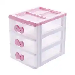 Walmart Laegsmetg Lovely Receiving Storeage Box With Three-tier Desk Receiving Drawers Pink Bowknot offer