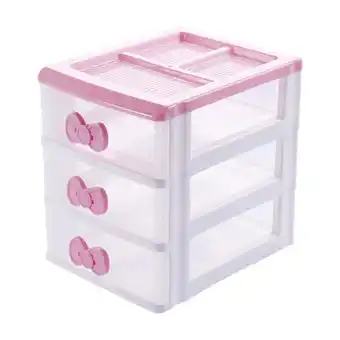 Walmart Laegsmetg Lovely Receiving Storeage Box With Three-tier Desk Receiving Drawers Pink Bowknot offer