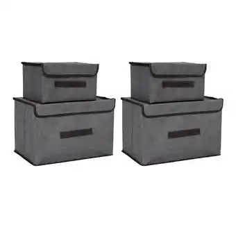 Walmart 2 Large & 2 Small, Foldable, Dustproof for Home Organization Grey Non-Woven Storage Boxes, Set of 4 offer