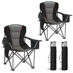 Walmart Sophia&William Outdoor Set of 2 Oversized Folding Camping Chair Supports 450Lbs, Black offer
