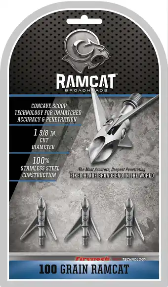 Walmart Ramcat fixed blade 0.40 lb100 Grain Original Broadheads (3 Pack) offer