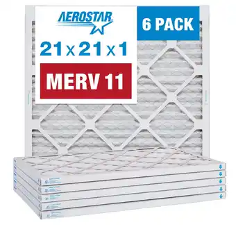 Walmart Aerostar 21x21x1 MERV 11 Pleated Air Filter, AC Furnace Air Filter, 6 Pack offer
