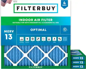 Walmart Filterbuy 18x18x1 MERV 13 Pleated HVAC AC Furnace Air Filters (4-Pack) offer