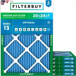 Walmart Filterbuy 20x24x1 MERV 13 Pleated HVAC AC Furnace Air Filters (6-Pack) offer