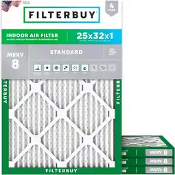 Walmart Filterbuy 25x32x1 MERV 8 Pleated HVAC AC Furnace Air Filters (4-Pack) offer