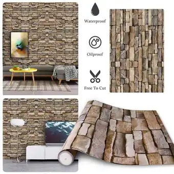 Walmart Elegant Choise 9.8ft*17in 3D Brick Stone Wallpaper Roll Self Adhesive Contact Paper Peel Stick offer