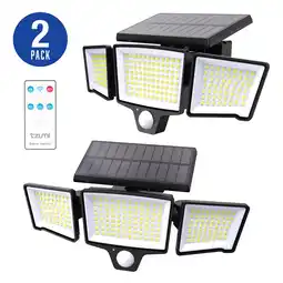Walmart Tzumi Solar Flood Lights Motion Sensor Outdoor Lights with Wireless Remote, 600LM, 2-Pack offer
