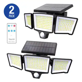 Walmart Tzumi Solar Flood Lights Motion Sensor Outdoor Lights with Wireless Remote, 600LM, 2-Pack offer