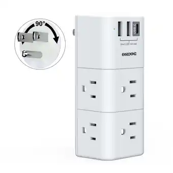 Walmart ONDOG USB Wall Outlet Expander Surge Protector - 6 Outlet Extender, 3 USB with Rotating Plug, White offer