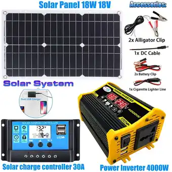 Walmart Yashili 4000W 220V Solar Panel Kit Complete Solar Power Generator Home Grid System DC12-AC220V offer