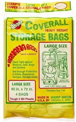 Walmart Warp Brothers CB-40 Banana Bags Storage Bags, 40-Inches by 72-Inches, 4-Count, Yellow, Yellow, 1 offer