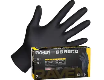 Walmart SAS Raven Disposable Latex-Free Powder Free Gloves, Small, Nitrile, Black, Pack of 100 offer