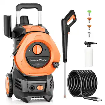 Walmart Vebreda 3800PSI Electric Pressure Washer with 4 Quick Connect Nozzlese 2.6 GPM 1800W, Orange offer